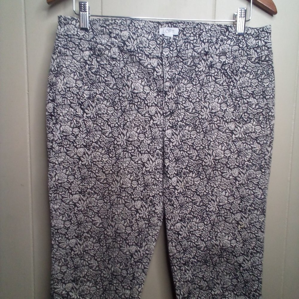 Ann Taylor Loft Pants 8 Cropped Zipper Pocket Ankle Floral - Picture 12 of 15
